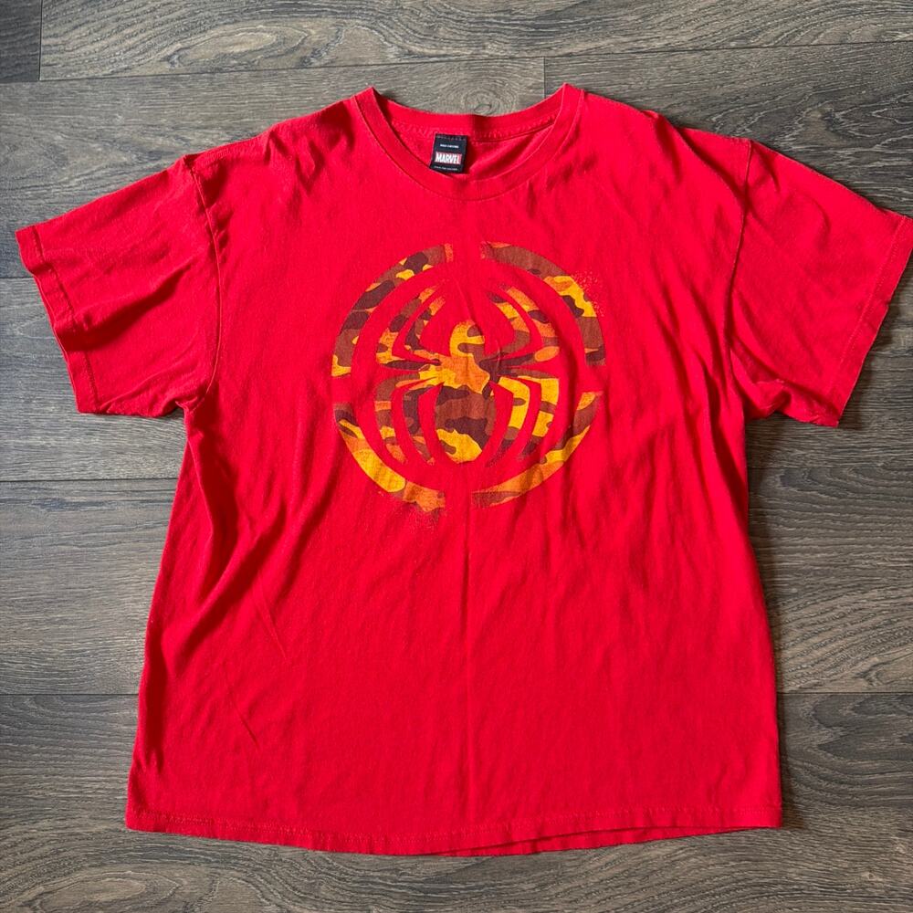 Marvel Spider-Man Sz. 2XL Red Graphic T Shirt Camo Spider Y2K Streetwear Tee